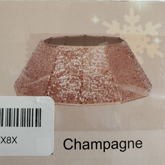 Blissun Sequin Christmas Tree Collar Skirt Champagne Foldable - Picture 2 of 4